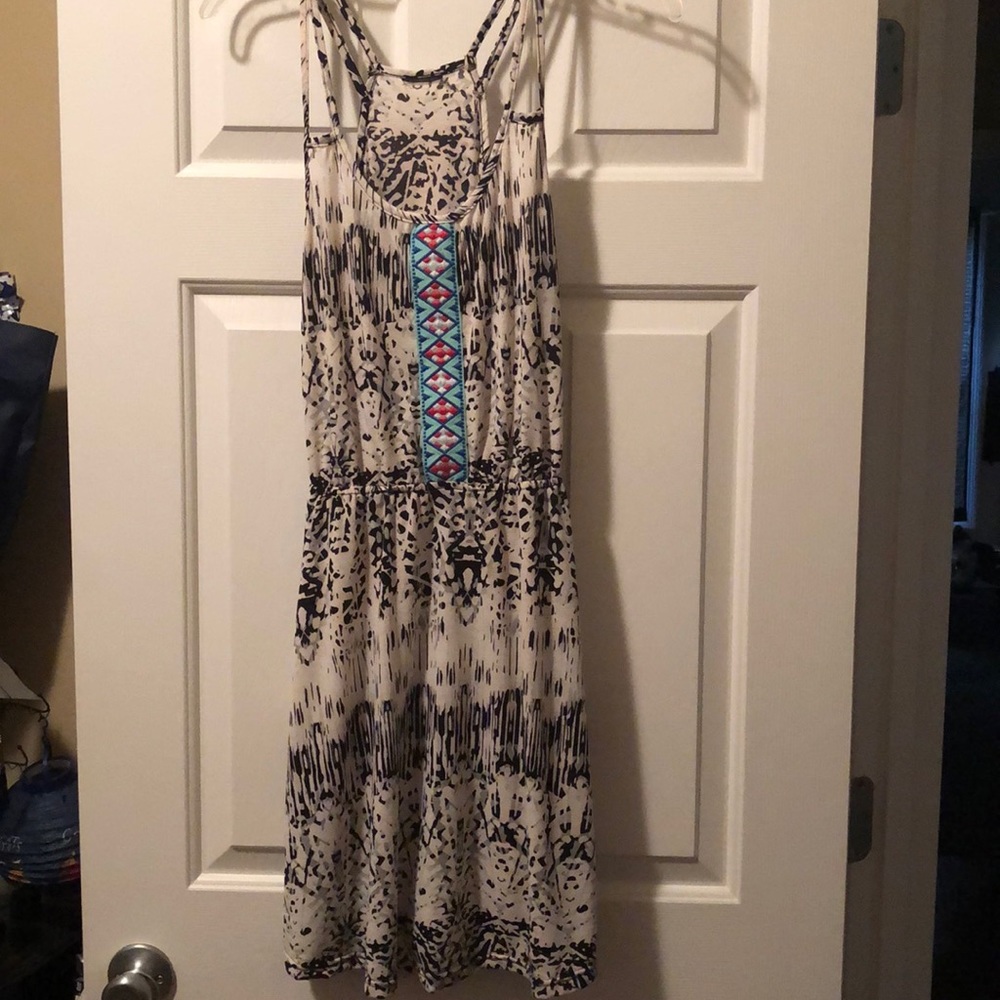 Double spaghetti strap dress with mosaic design